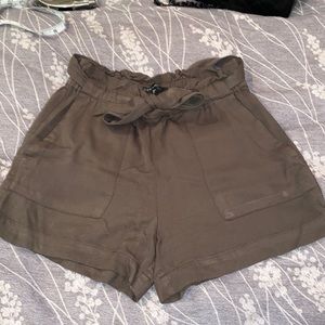 Dynamite olive green paper bag waist shorts